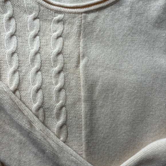 Cashmere Central Park West Cream/Butter Cable Knit Sweater - Picture 5 of 8